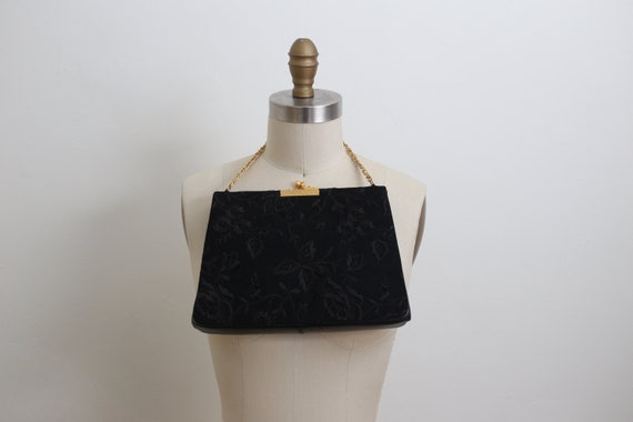 Vintage Black embroidered "Koret" purse with gold