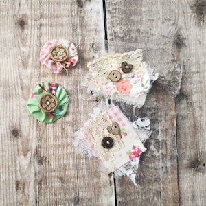 Fabric Embellishments - set of 4 - Junk Journal