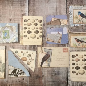 Junk Journal - Blue Bird /Floral Ephemera - 10 piece set (B)