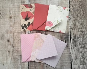 Envelopes - Junk Journal - Red/Pink Set of 6