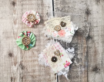 Fabric Embellishments - set of 4 - Junk Journal
