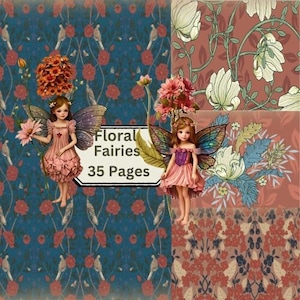 Print & Post Service - Blumen Feen - 35 Seiten Junk Journal Kit