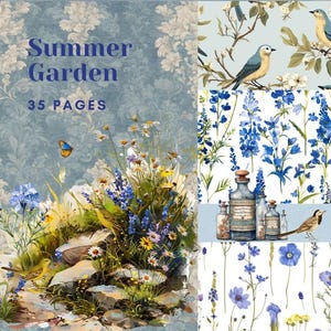 Print & Post Service - Sommergarten - 35 Seiten Junk Journal Kit