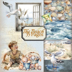 Print & Post Service - The Beach - 35 Seiten Junk Journal Kit