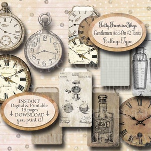 GentleMen-toevoeging. Junk Journal afdrukbare kit, digitale downloadsamenwerking met collagetype