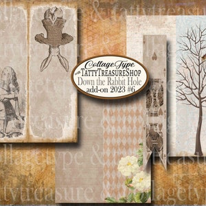 Down The Rabbit Hole Junk Journal Printable Kit, Alice im Wunderland, Digitaler Download Zusammenarbeit mit Collage Typ