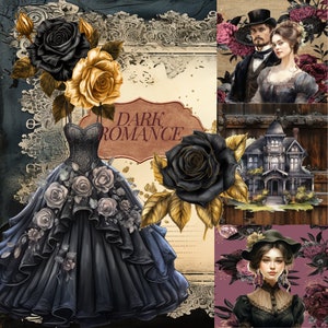 Print & Post Service - Dark Romance - 35 Seiten Junk Journal Kit, Journal Kit