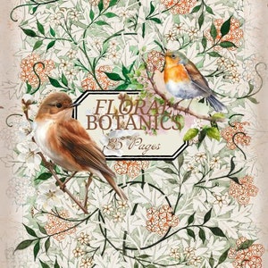 Floral Botanics - Kit para impressão de diário indesejado de 35 páginas, download digital, kit de diário digital