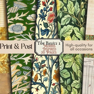 Print & Post Service - Morris Vintage Inspired Pages Junk Journal - 30 volledige pagina's
