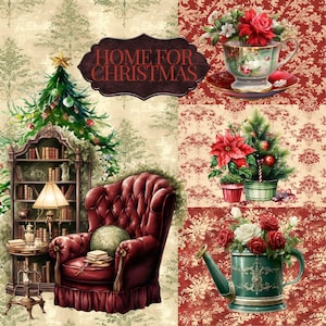 Invierno / Navidad - Servicio de correos e impresión - Home For Christmas - 35 páginas de Junk Journal Papers