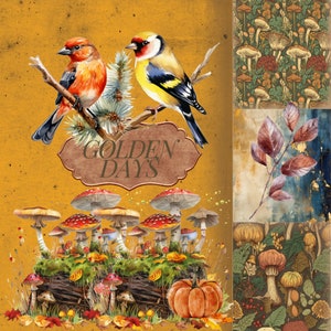 Herbst - Print & Post Service - Golden Days - 35 Seiten Junk Journal Printable Kit, digitaler Download, Digital Journal Kit