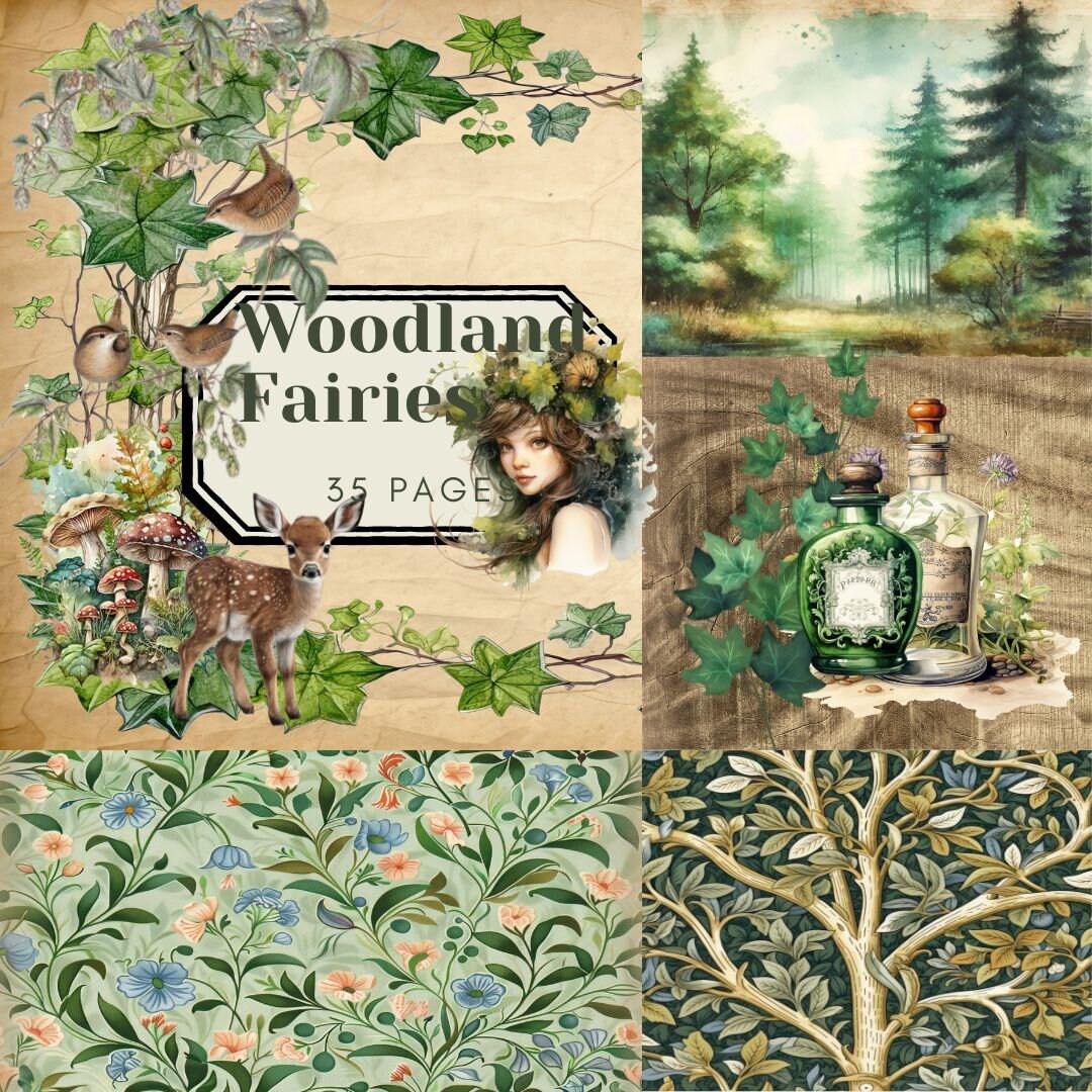 Woodland Fairies - 35 Pages Junk Journal Printable Kit, Digital ...