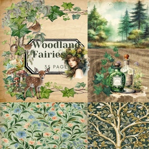 Servizio di posta e stampa - Fate del bosco - Kit stampabile diario spazzatura di 35 pagine, download digitale, kit diario digitale