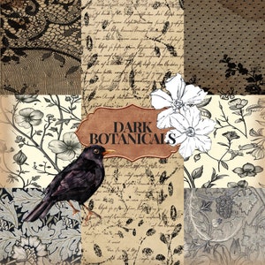 Print & Post Service - Dark Botanicals - 35 Seiten Junk Journal Printable Kit, digitaler Download, Digital Journal Kit