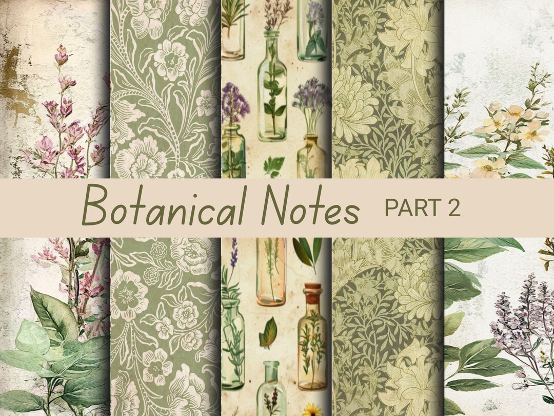Botanical Notes Part 2 - 35 Pages Junk Journal Printable Kit, Digital ...
