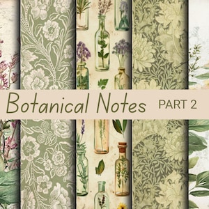 Botanical Notes Part 2 - 35 stron Junk Journal Printable Kit, Digital Download, Digital Journal Kit