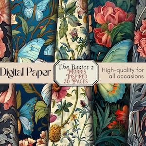 Morris Vintage Inspired Pages Junk Journal para impressão - download digital - 30 páginas inteiras