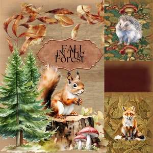 Fall / Autumn - Print & Post Service - Herbst im Wald - 35 Seiten Junk Journal Papiere