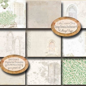 Zestaw do druku dziennika A4 Vintage Botanical Architecture Junk Journal, Wildflower, Floral, Digital Download Współpraca z Collage Type