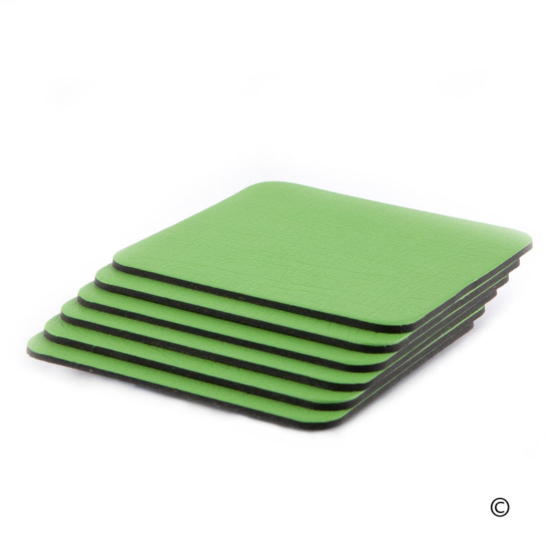 Coaster Set of 6 Apple Green Coasters Made in the UK From Etsy