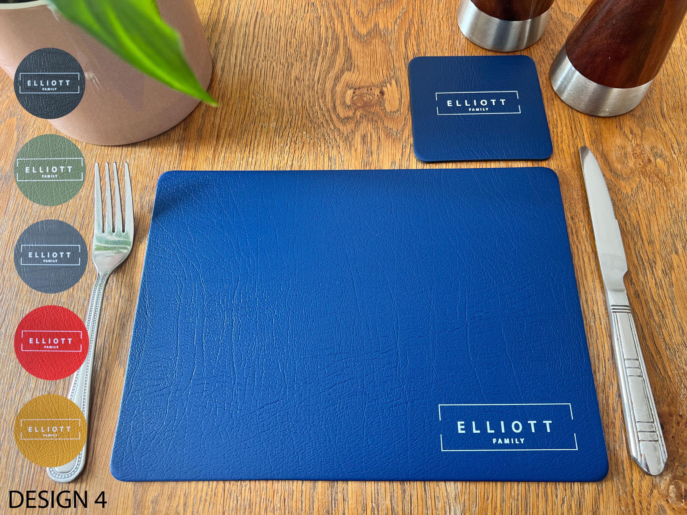 Personalised Recycled Leather Placemats and Coaster Set 6 Etsy UK