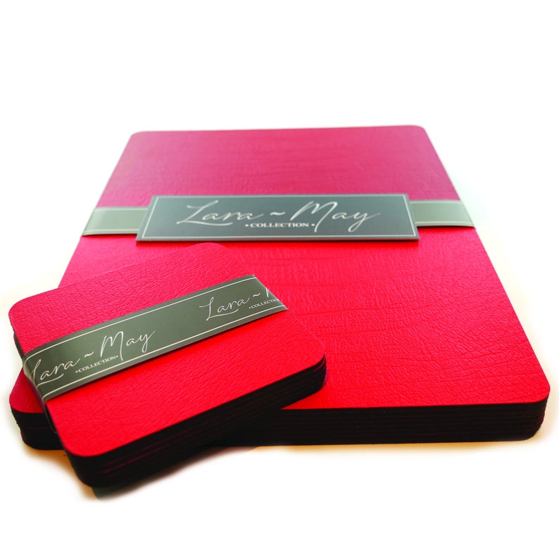 Placemats Set Of 8 Recycled Leather London Red Place mats Etsy