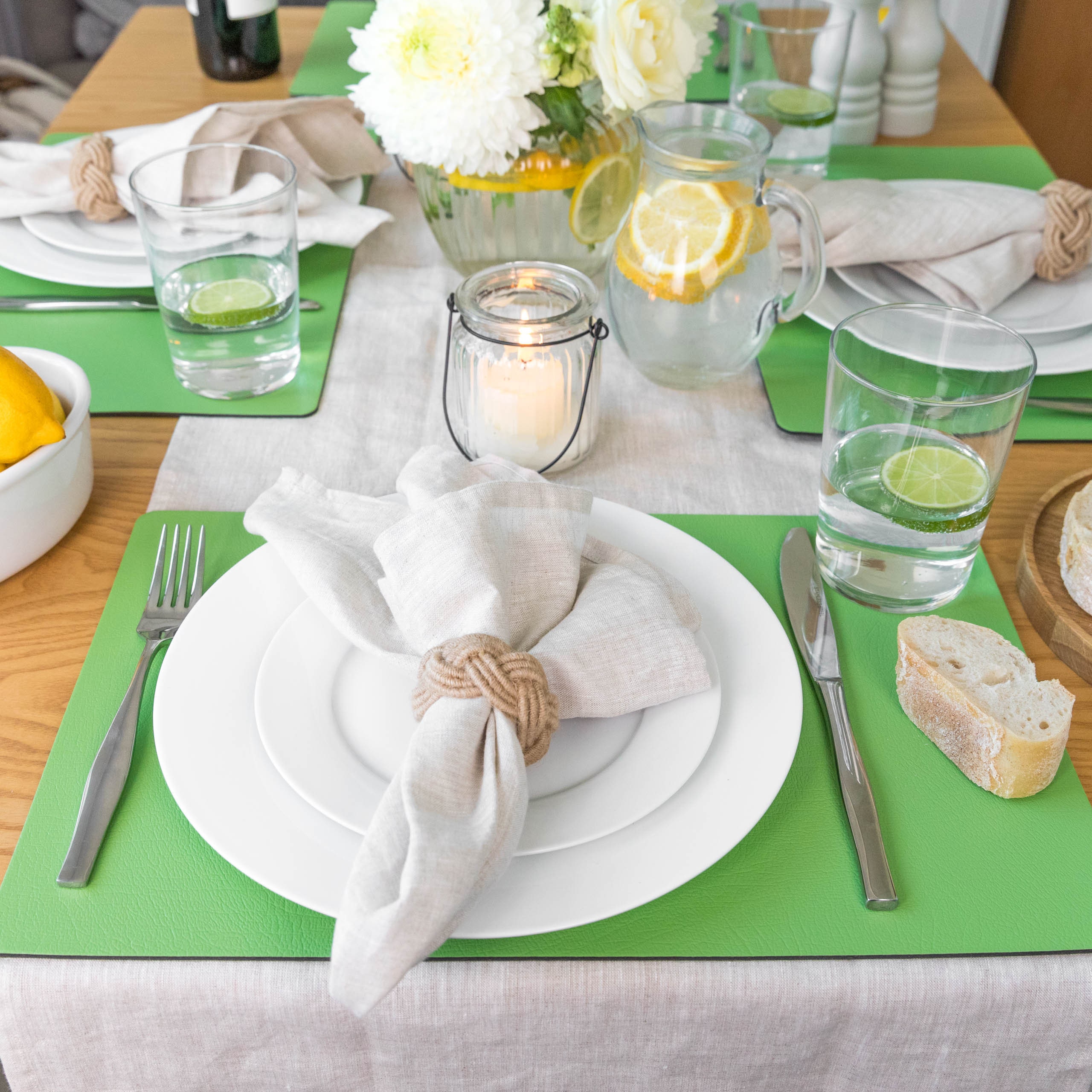 Large Leather Place mats Sets Of 6 Apple Green table mats Etsy.de