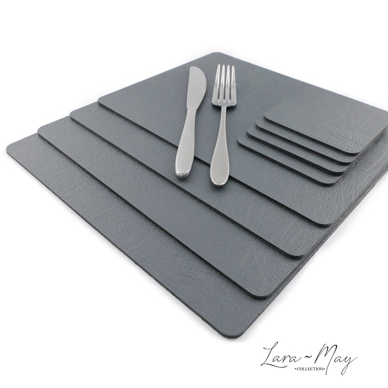 Placemats Set Of 4 Recycled Leather Slate Grey Place mats Etsy