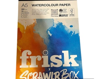 Watercolour Paper, Frisk A5 Paper,  300gsm Watercolor Paper, 10 Sheet Watercolor Pad, Cold Pressed Texture Paper, Art Paper