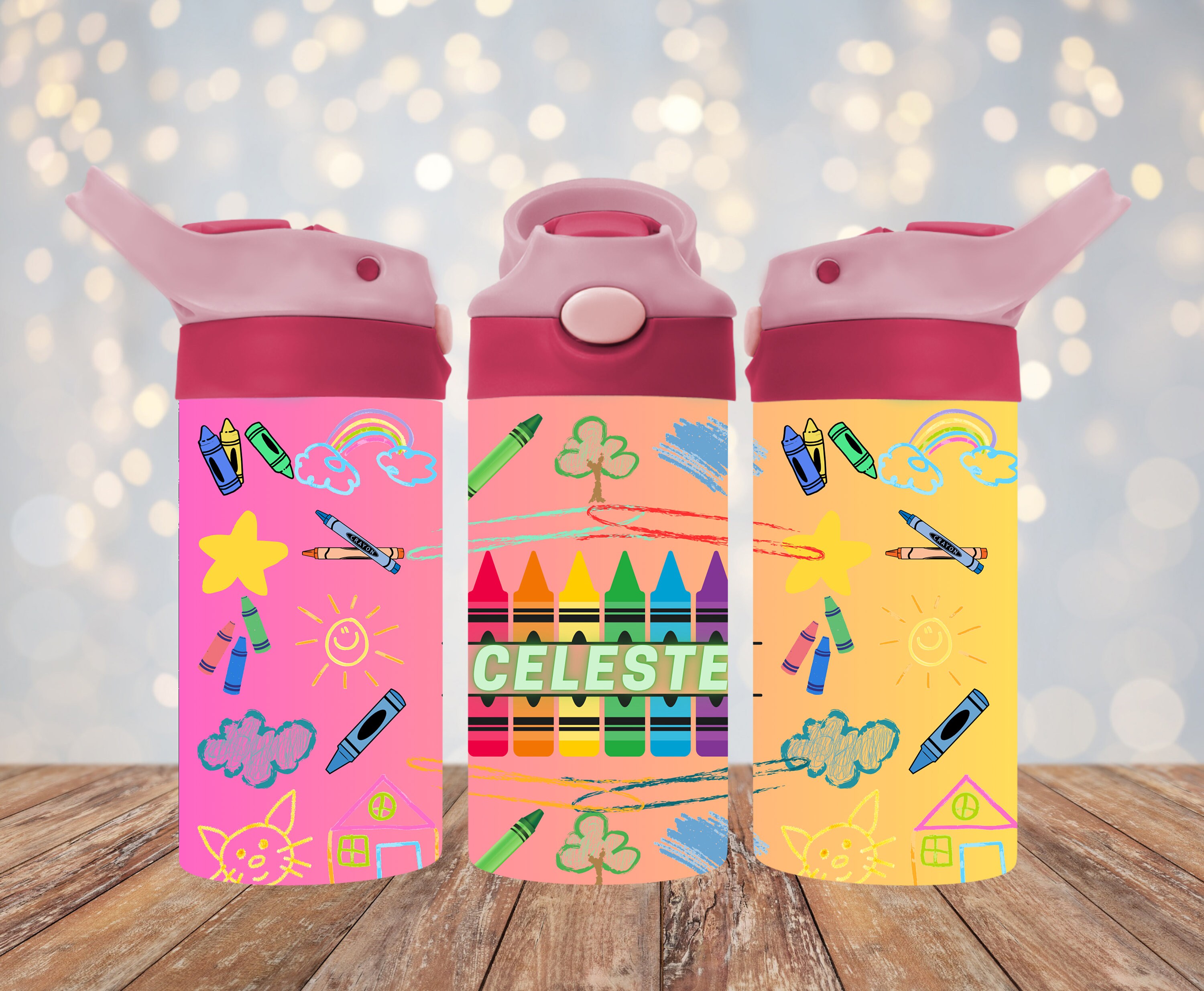 Crayola Crayon Box Retro Twist Spout Water Bottle and Sticker Set