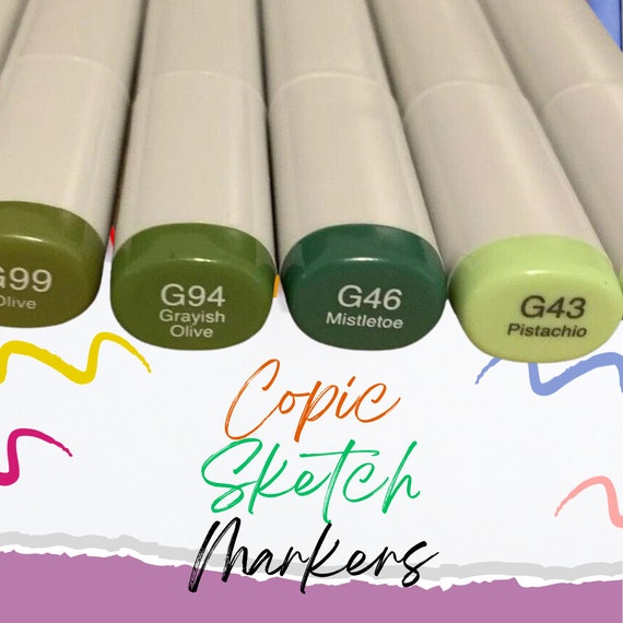 COPIC Sketch Markers, Copic Markers, Copic Marker Set, Dual Tip Markers, Adult  Coloring Markers, Green Marker Set, Green Markers 