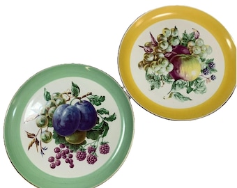 W S George Decorative Salad Plates Fruit Design Set Of 2 Antique
