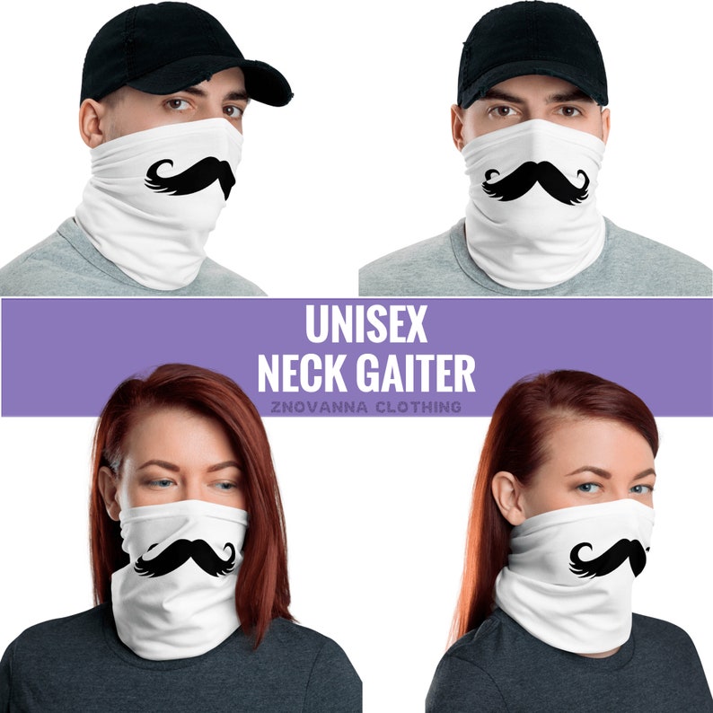 Mustache Face Mask Funny Neck Gaiter For Women Men Adults Etsy