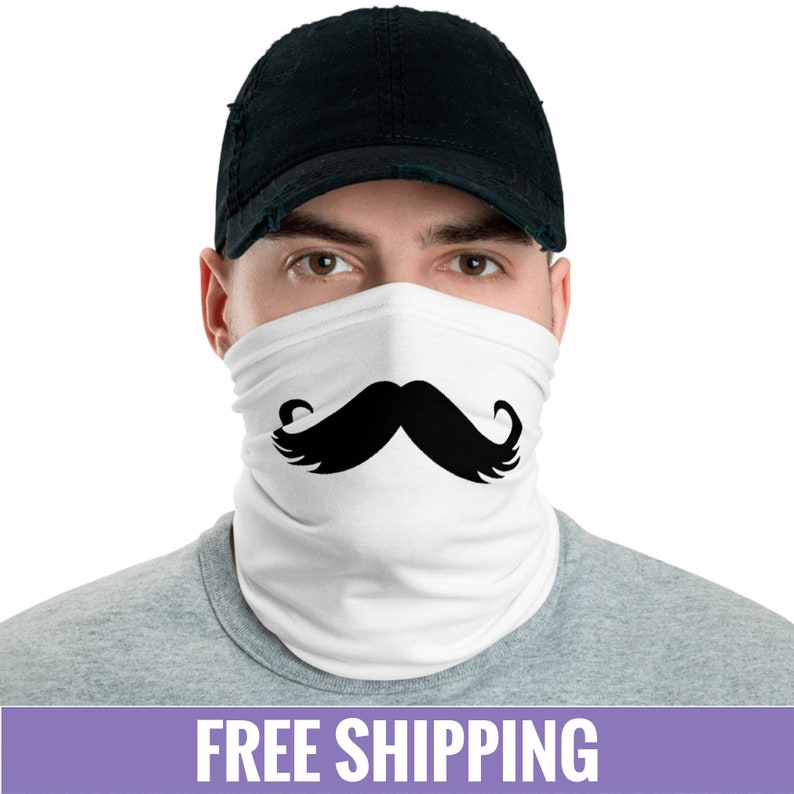 Mustache Face Mask Funny Neck Gaiter For Women Men Adults | Etsy