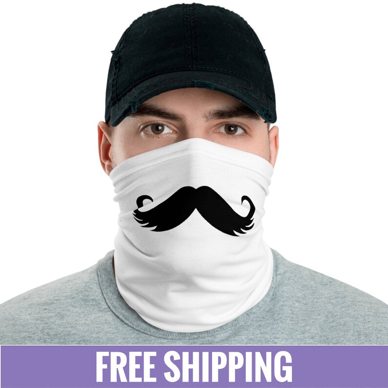 Mustache Face Mask Funny Neck Gaiter For Women Men Adults Etsy