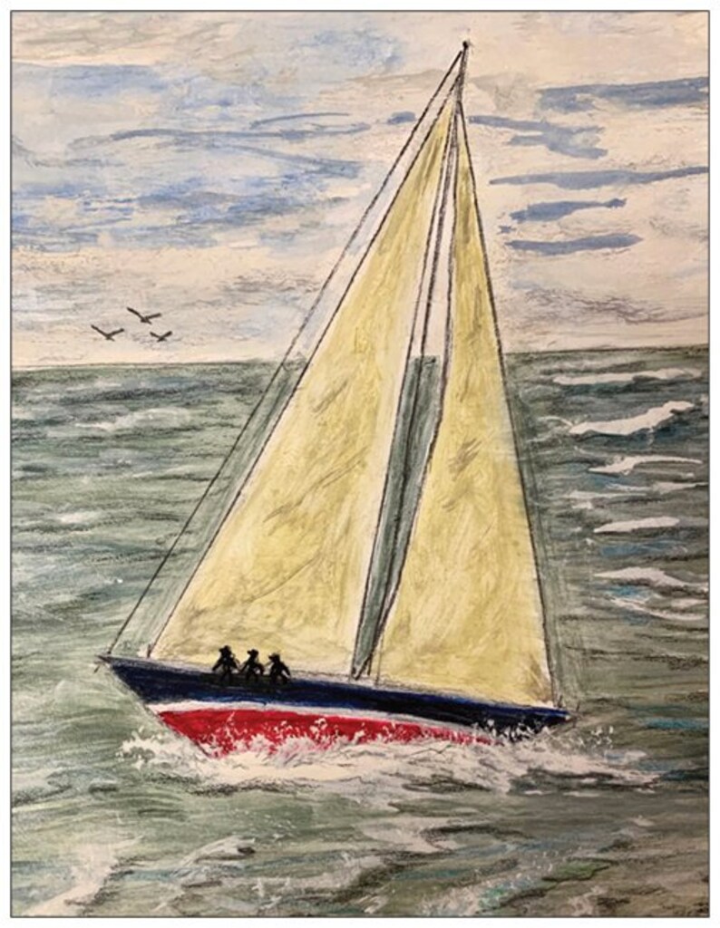 Sail Boat Note Cards (6) - Etsy