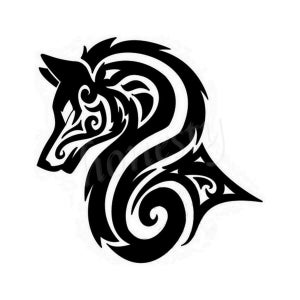 Tribal Wolf Decal in choice of color