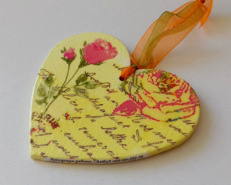 Decoupage heart wooden heart decor heart Etsy