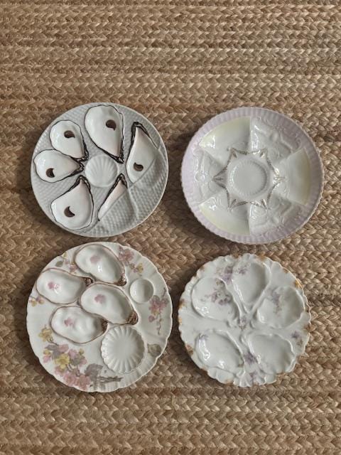 Antique Assorted Oyster Plates - Floral Plates- Grandmillenial Style - Table Decor - Preppy Eclectic Decor - Grandmillenial