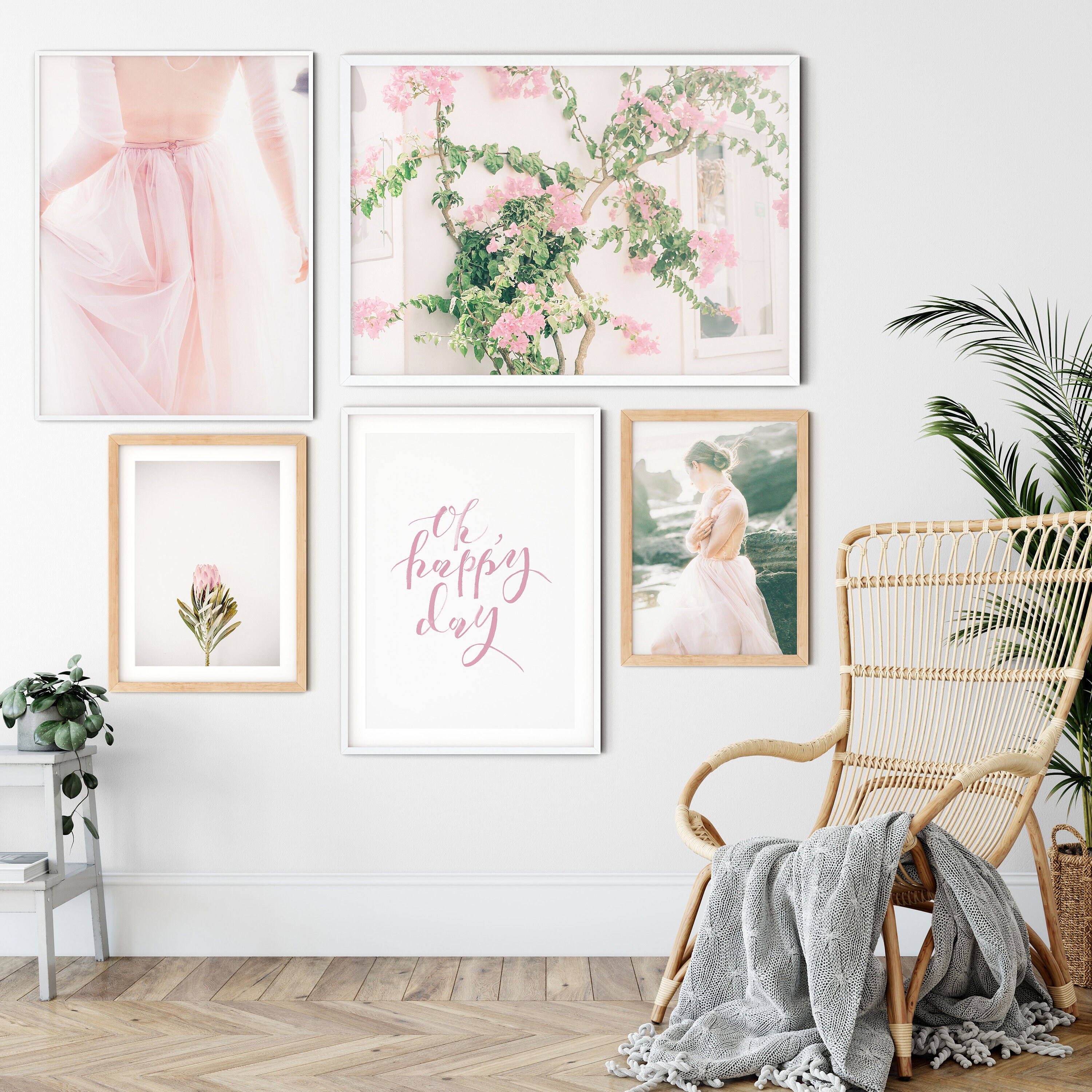 Blush Pink Wall Art Set Of 5 Prints Blush Pink Decor Etsy