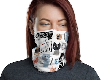 Patrón de amantes de los gatos Máscara de cara de impresión de gato ( Cat Print Face Mask) Regalo divertido ? Gaiter de cuello creativo ? Diadema Balaclava ? Calentador de cuellos Reutilizable y lavable