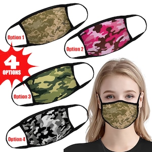 Camo Face Mask | Camouflage Face Cover with 5 Filters, Awesome army Face Mask, Reusable and Washable Social Distancing Face Cover