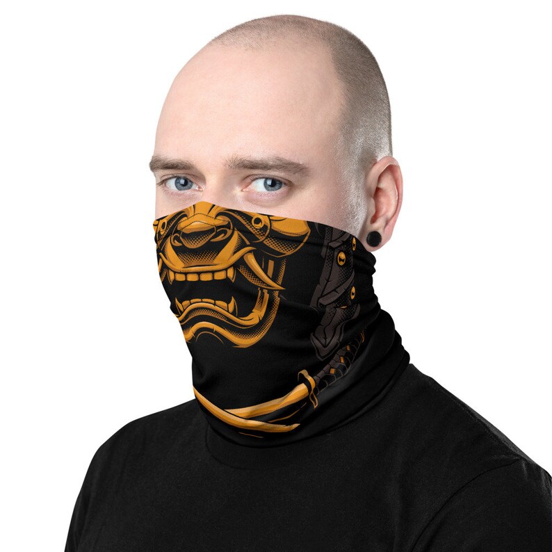 Japanese Samurai Warrior Face Mask Creative Neck Gaiter Etsy