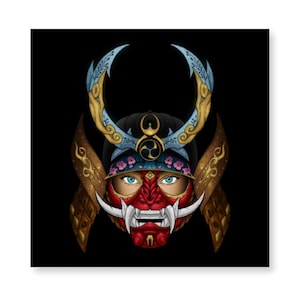 Japanese Oni Demon Mask Frameless Canvas Print