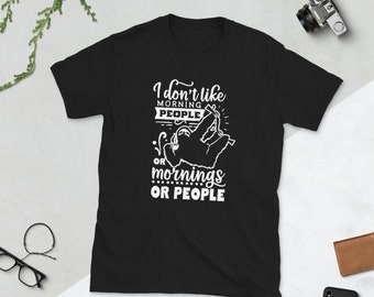 No me gusta la gente de la mañana - perezoso, Unisex Tee, regalo de cumpleaños, regalo para ella, camiseta antisocial, divertido incómodo