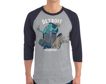 Detroit Iconic 3/4 sleeve raglan shirt