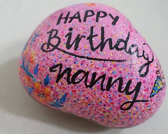 Happy birthday painted stone
