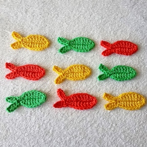 Applikation Fisch aus Baumwolle gehäkelt  Aufnäher bunt für Näh- oder Strickobjekte Applikation für Kinderkleidung   Aufnäher Babykleidung