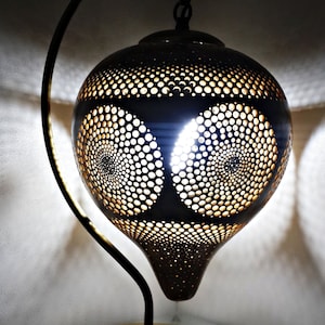 Lámpara de calabaza clásica con cuello de cisne, ideas de regalos de cumpleaños para inauguración de la casa, lámpara turca para el hogar, sala de estar, decoración de guardería, regalo de Navidad bohemio marroquí