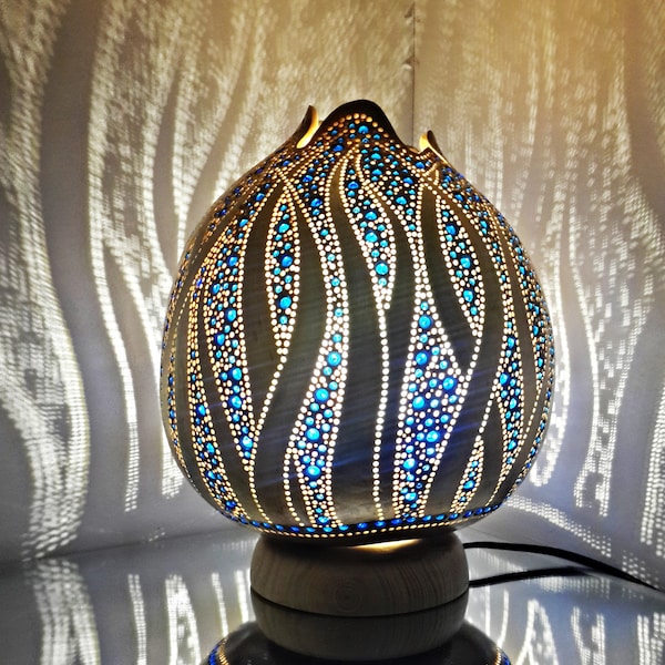 Ocean Themed Handmade Gourd Lamp Christmas Gift Housewarming Birthday Gift Ideas Turkish Lamp Home Living Room Nursery Decor